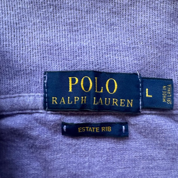 POLO Ralph Lauren 3/4 quarter zip sweater, purple, sz L - Picture 2 of 4